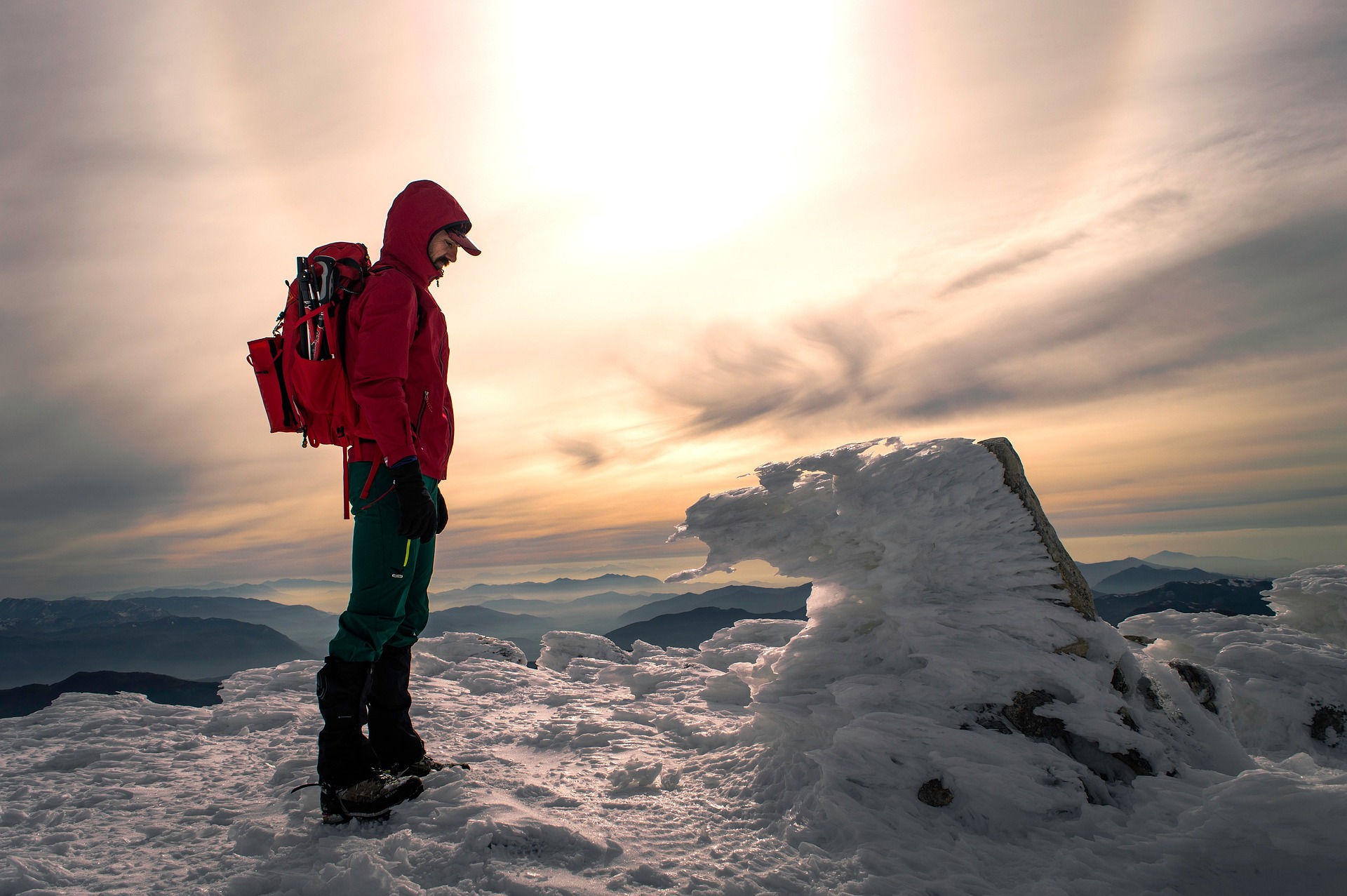 Climber preparing for a summit